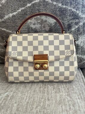 Louis Vuitton Damier Azur Small Top Handle Satchel in Cream and Brown